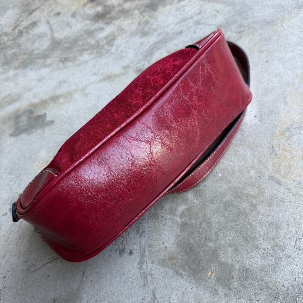Vintage Y2K Red Monogram Mini Shoulder Bag Baguette Purse - Picture 5 of 8